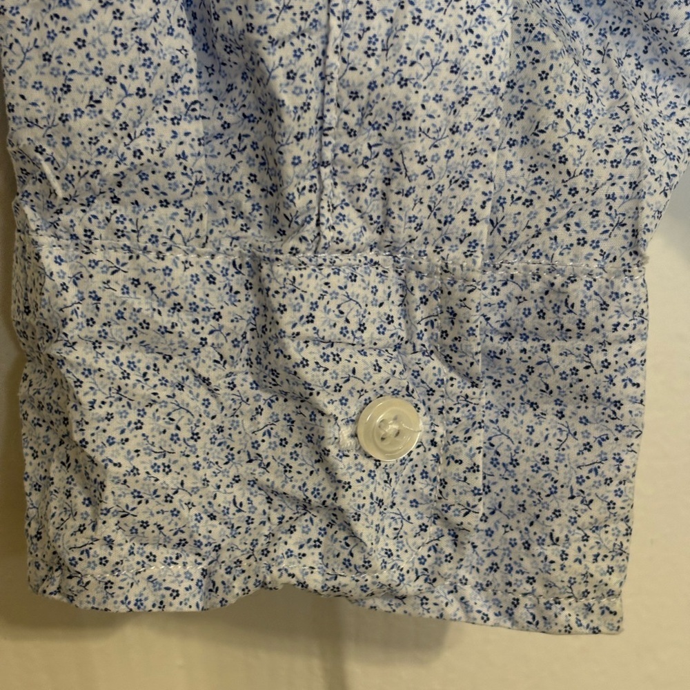 F&E Barry Shirt M Barneys New York Exclusive Blue Micro Ditsy Floral Button‑Down - Picture 5 of 9